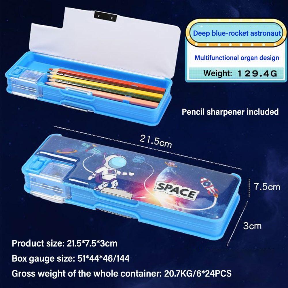 Пенал с дизайном астронавта, двухслойный ящик для хранения канцелярских принадлежностей, мультяшный пенал для мальчиков/девочек