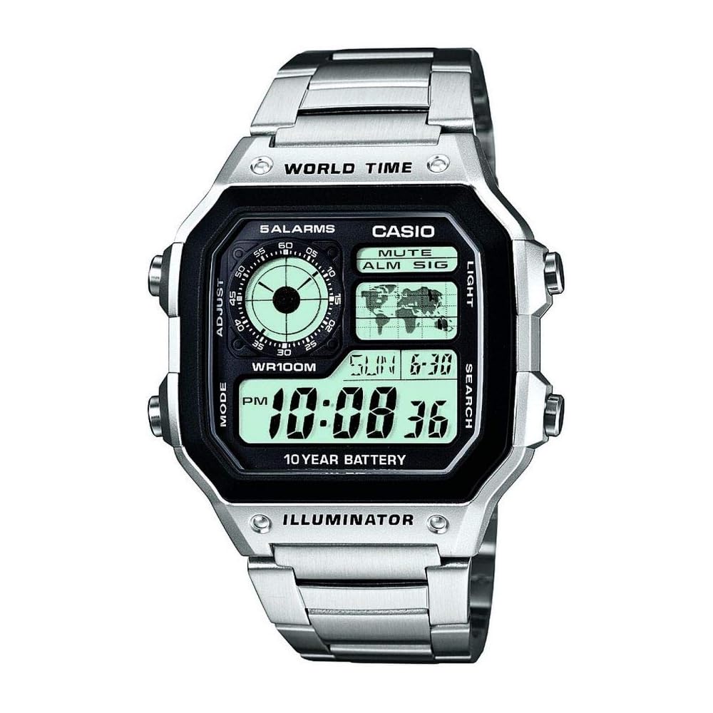Casio AE-1200WHD-1AVEF Men's Quartz Digital Watch Black Dial Stainless Steel Bracelet