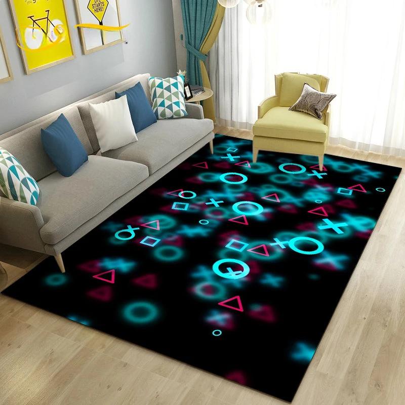 Cartoon Gamer Game Controller Carpet For Living Room Non Slip Parlour Sofa Large Area Rug Bedroom Kid Play Room Floor Mat