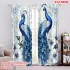 2pcs,2D Plane Printing Window Curtain Peacock Harmony Durable 100% Polyester Fabric (without Rod) Decorations For Home Ldeal for