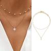 2 Pcs/Set Women Faux Pearl Hollow Chain Adjsutable Length Lightweight Neck Jewelry Lady Prom