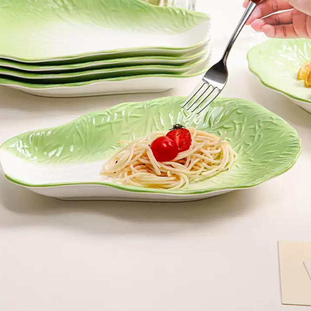 Creative Porcelain Plate Chinese Cabbage Shape Ceramic Homehold Tableware Vegetables Fish Fruit Salad Pasta Plates