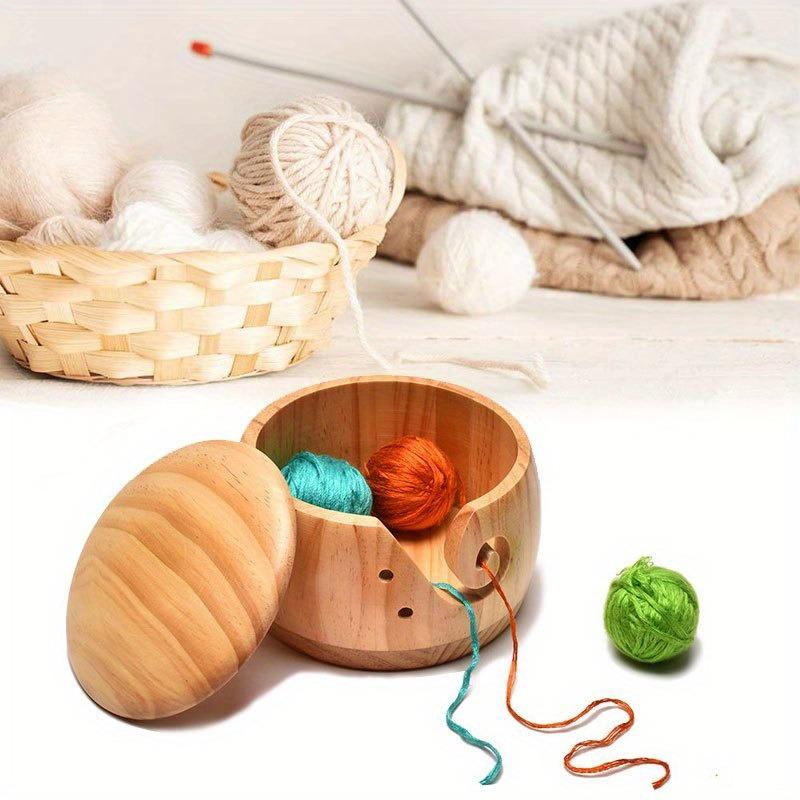 Деревянная миска для хранения пряжи, держатель для пряжи для вязания крючком, органайзер для шерстяной пряжи для вязания, миски с отверстием, хранение принадлежностей для рукоделия