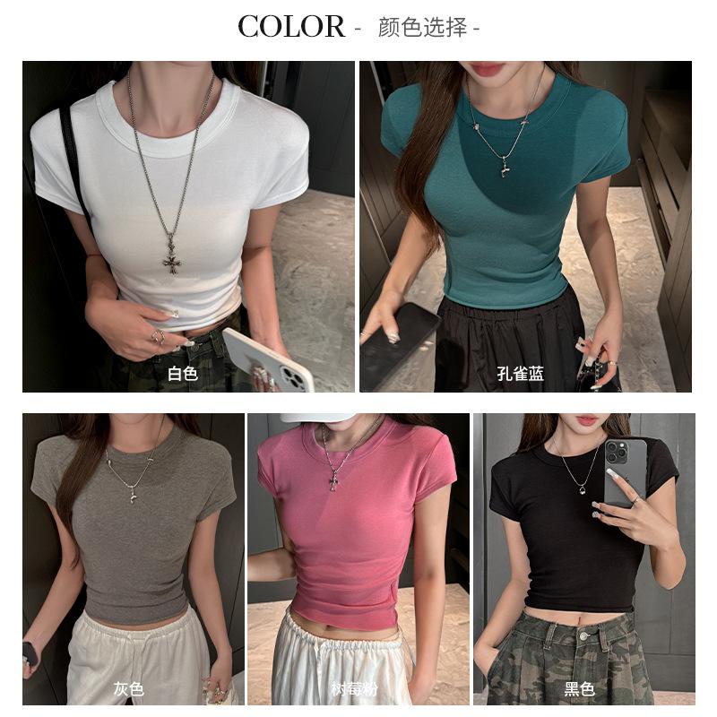 Summer new white short sexy pure desire wind straight shoulder short sleeve women's inner base design niche T-shirt