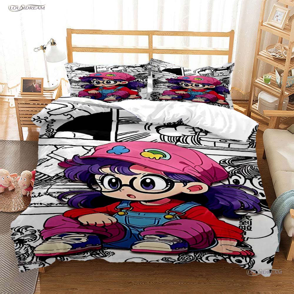 DR Slump Arale Аниме Пара Все Сезоны Пододеяльник Одеяло Комплект Постельного Белья Мягкий Чехол для Одеяла и Наволочки Односпальный/Двуспальный/Евро/Кинг