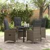 VidaXL 5-piece Garden Dining Set with Cushions In Grey Poly Rattan 3379647