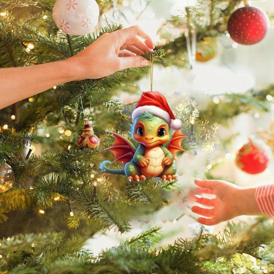 Подвеска Yousheng Christmas Dragon, мультяшный дракон, акриловое подвесное украшение, прочное для праздничного украшения елки