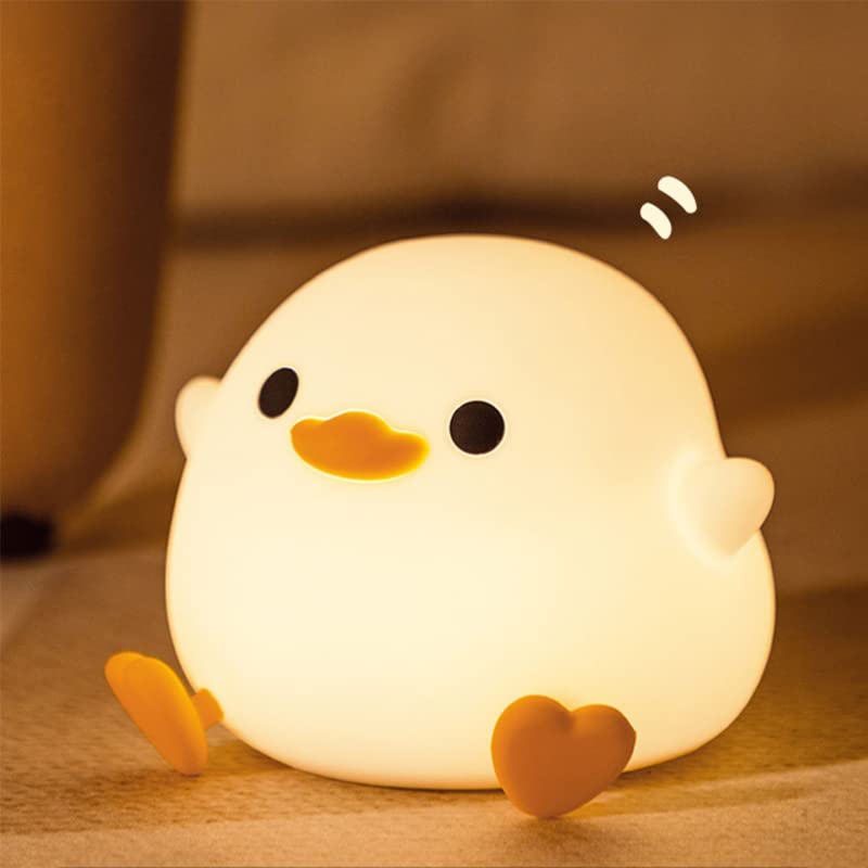 Silicone Duck LED Night Light Children's Birthday Gift Soft Light Eye Care USB Charging Timing Automatic Clap Sleeping Lamp