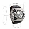 JewelryWe Fashion Men's Multi-Function Watch with Numeric Dial, Analog Display, Leather Band, Compass and Thermometer Functions, Silver and Black