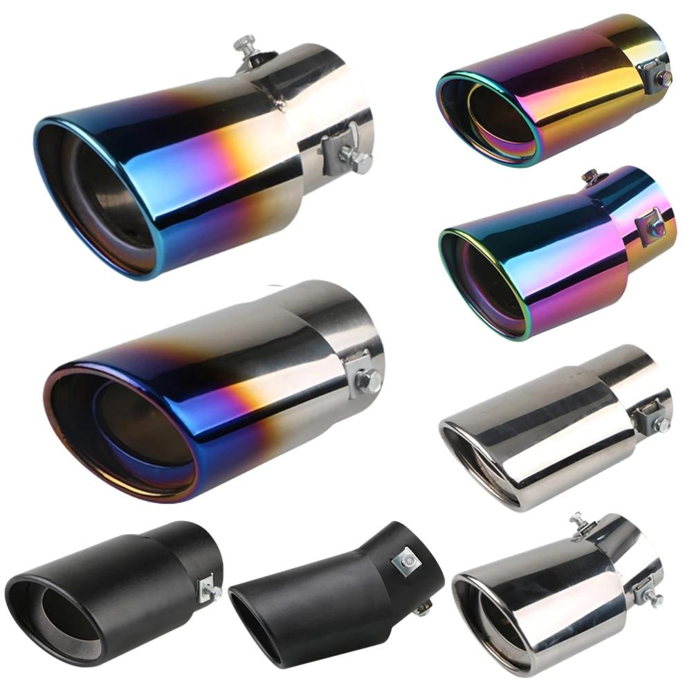 63 мм Универсальный автомобильный глушитель, круглый наконечник из нержавеющей стали, задняя часть автомобиля, хромированная круглая выхлопная труба, наконечник глушителя