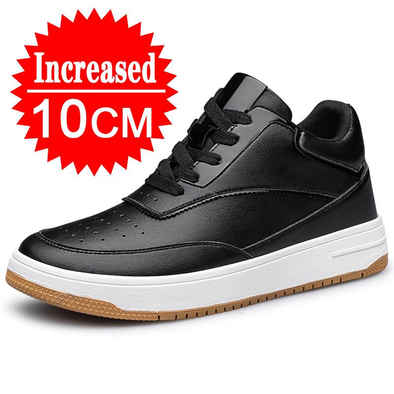 Men Genuine Leather Casual Shoes Men Sneakers Man White Shoes Comfortable Platform Male Footwear Height Increase 6/8/10CM Insole