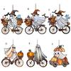 Halloween Ghost Ride Ornament with Lanyard Solar Trap Witch Hat Pumpkin Passenger Hanging Pendant Sun Catcher