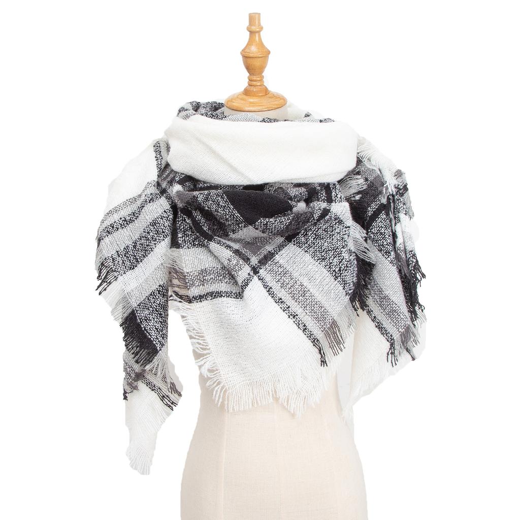 Spring Autumn Winter Shawl Ladies Plaid Triangle Scarf