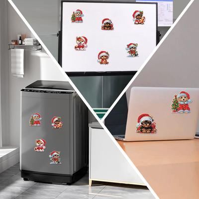 6 шт. 2D Плоские Рождественские DIY Кристаллические Магниты на Холодильник Особой Формы Стразы Наклейки на Холодильник Алмазные Картины Наборы для Домашнего Декора