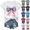 Womens 4th Of Ju-ly T-Shirts American USA Flag Patriotic Short Sleeve Casual Cute Butterfly Graphic Tees Blouses Tops