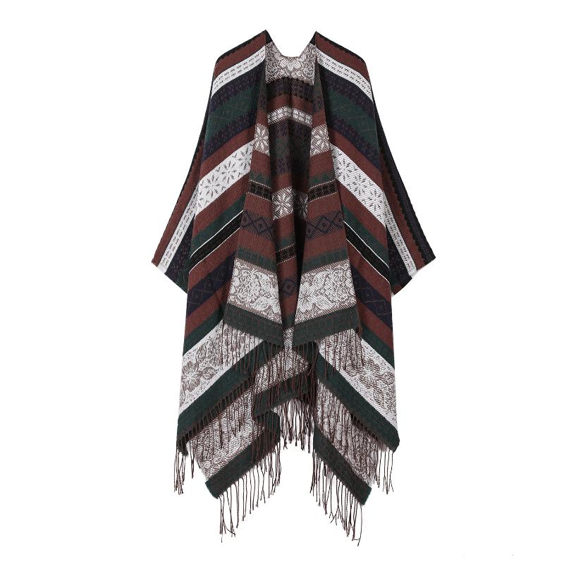 Ethnic Style Shawl Summer Outer Wear Women's Large Shawl Cape Cloak High-end Knitted Scarf