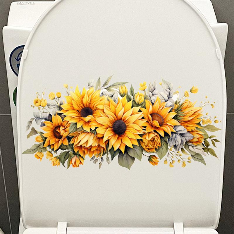 Наклейка на унитаз Цветочная наклейка Ванная комната Самоклеящаяся картина Водонепроницаемая наклейка Крышка унитаза Наклейка на стену в ванной