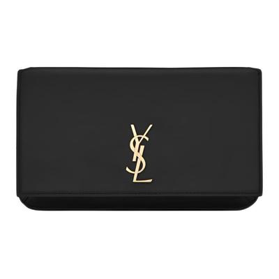 Ysl Монограмма Золотой Логотип Телячья Кожа Гладкая Кожа Сумка Через Плечо для Телефона Женские Сумки Черный 635095-0U40J-1000
