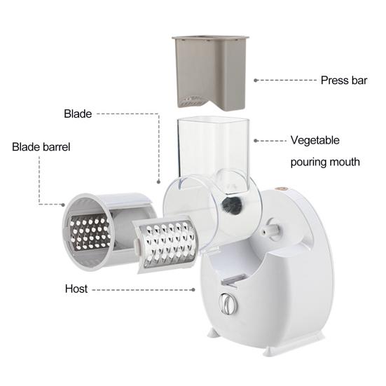 Electric Cheese Grater Detachable Electric Salad Maker Vegetable Cutter Vegetable Slicer BPA-Free Potato Scrubber Shredder