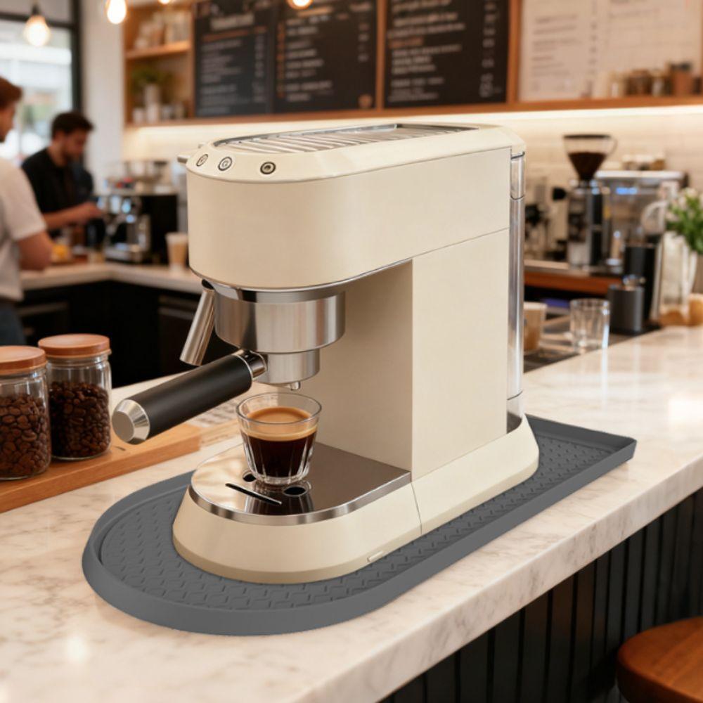 Oval-shaped Silicone Coffee Machine Mat Non-slip Coffee Bar Mat Coffee Maker Tray  Kitchen
