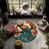 Stained Glass Peacock  Round Area Rug,Carpet Rug for Living Room Bedroom Sofa Playroom Decor,Non-slip Floor Mat