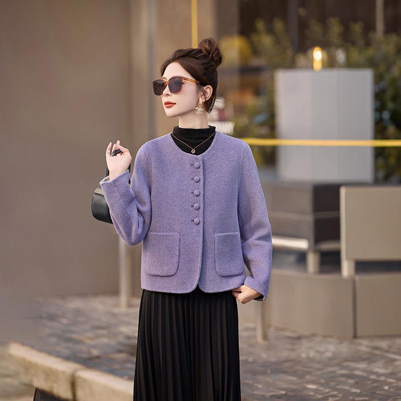 Women's Double-Sided Wool Coat - 2026 Autumn/Winter Hepburn Style Short Jacket