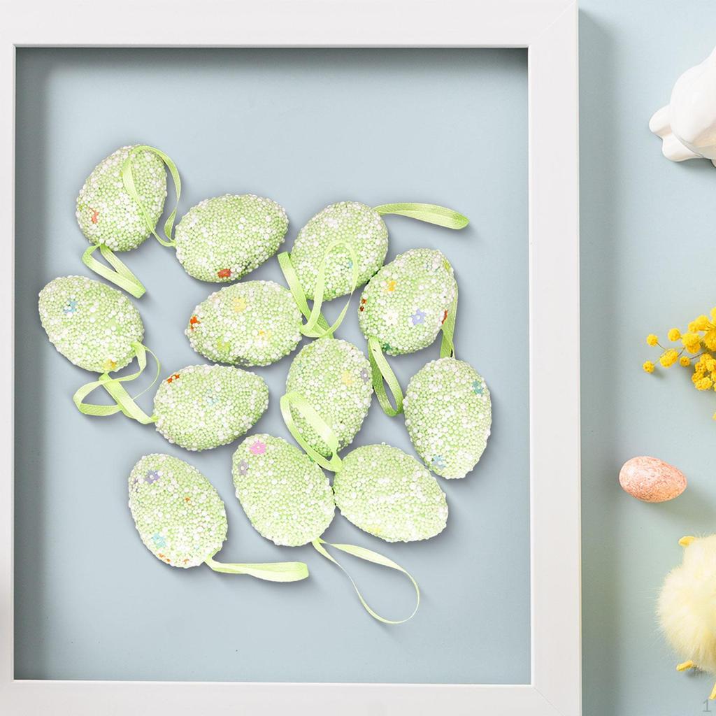 12 шт. 3x4 см, подвесные пасхальные яйца с ленточной петлей, декоративные для украшения дерева, многоразовые