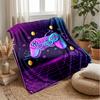 Neon Painted Game Controller Theme blanket Lightweight Warm Flannel Blanket Decorative Throw Blanket for Home Decoration