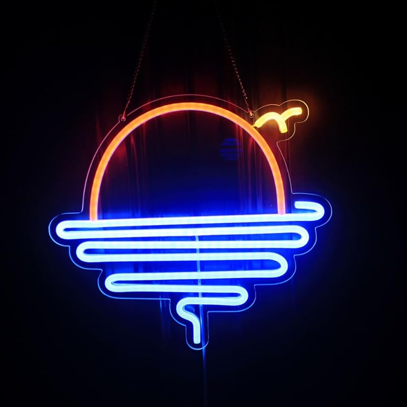 Неоновые вывески «Волна» Светло-голубые светодиодные ночники с диммируемым переключателем для детского настенного декора Питание от USB для гостиной, бара, спальни, рождественский подарок(11.8 *