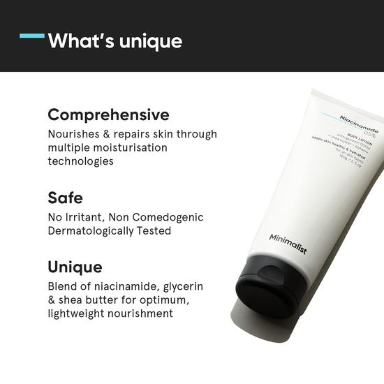 Минималистичный лосьон для тела с ниацинамидом 5% | Восстанавливает кожный барьер | Питает с маслом ши | Для мужчин и женщин (180 г)