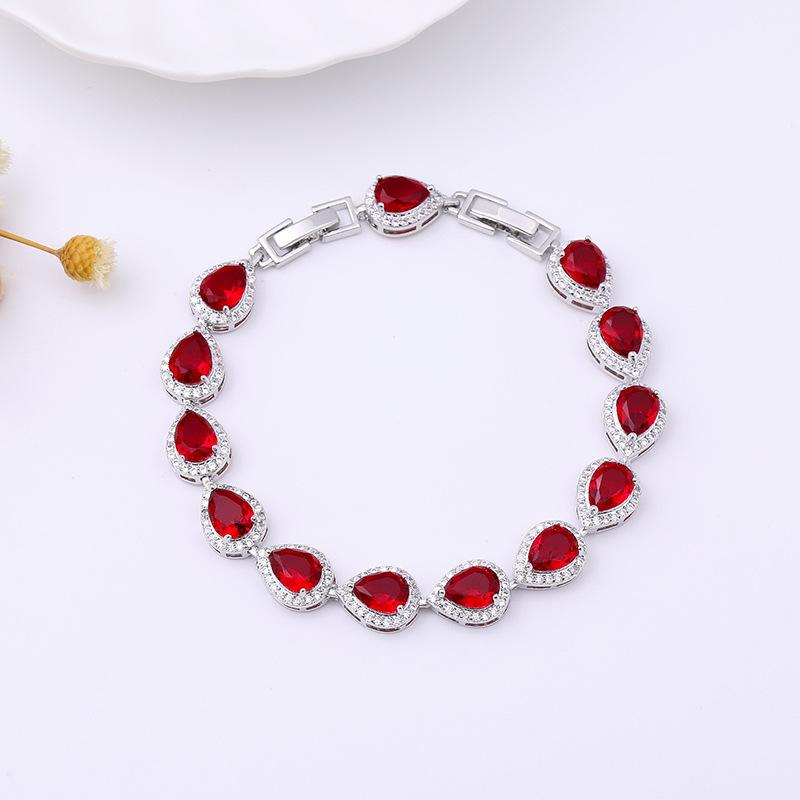 Inlaid Zircon Bracelet Women's Small Fresh Artificial Water Drop Gemstone Women's Colored Treasure Bracelet