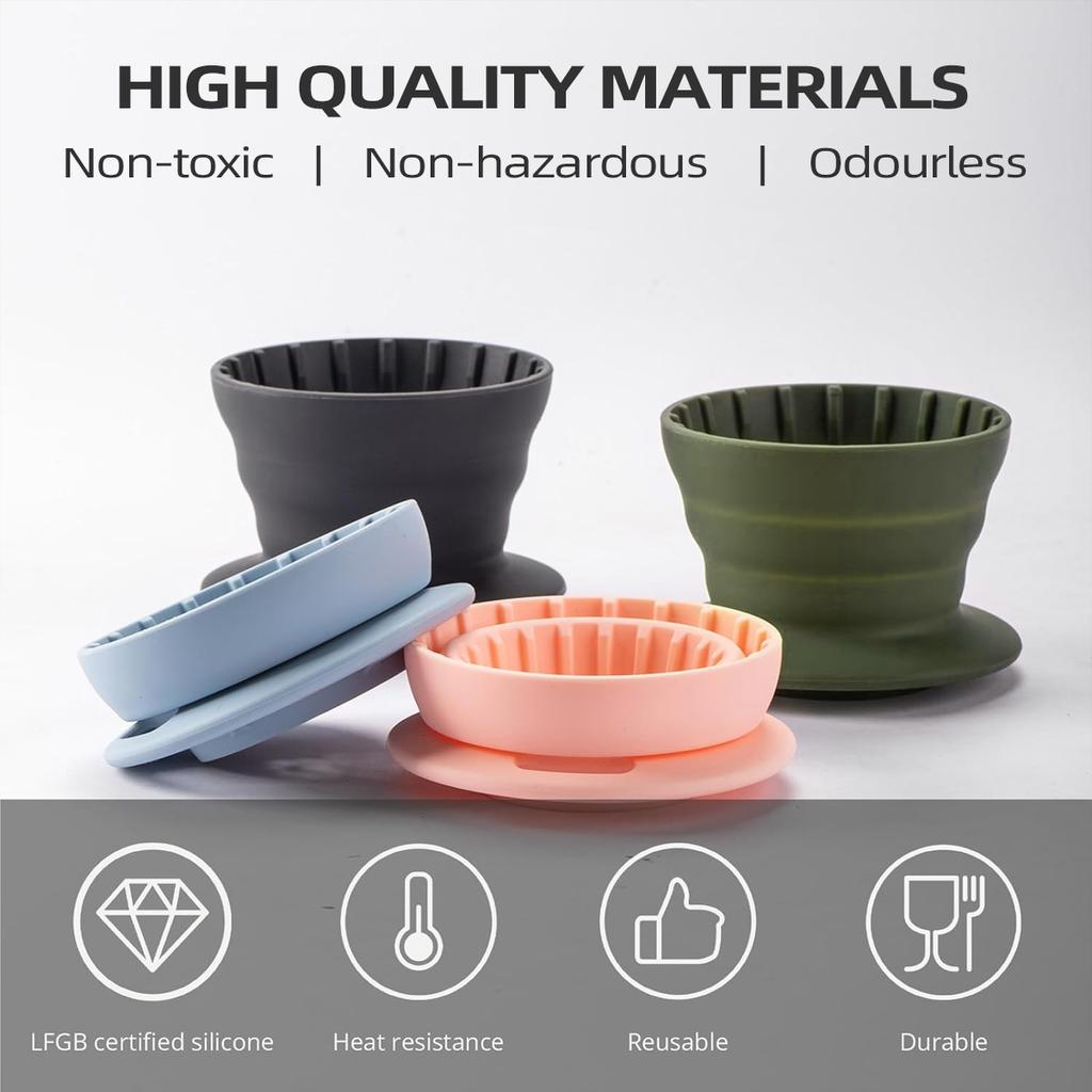 Складная кофеварка Leeseph, многоразовый силиконовый фильтр для кофе, портативная кофеварка для заваривания кофе, для путешествий и кемпинга