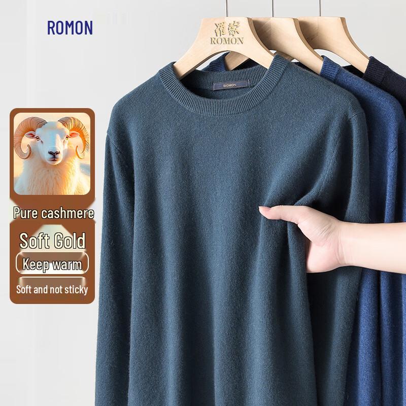 Romons Men's Pure Cashmere Round Neck Sweater