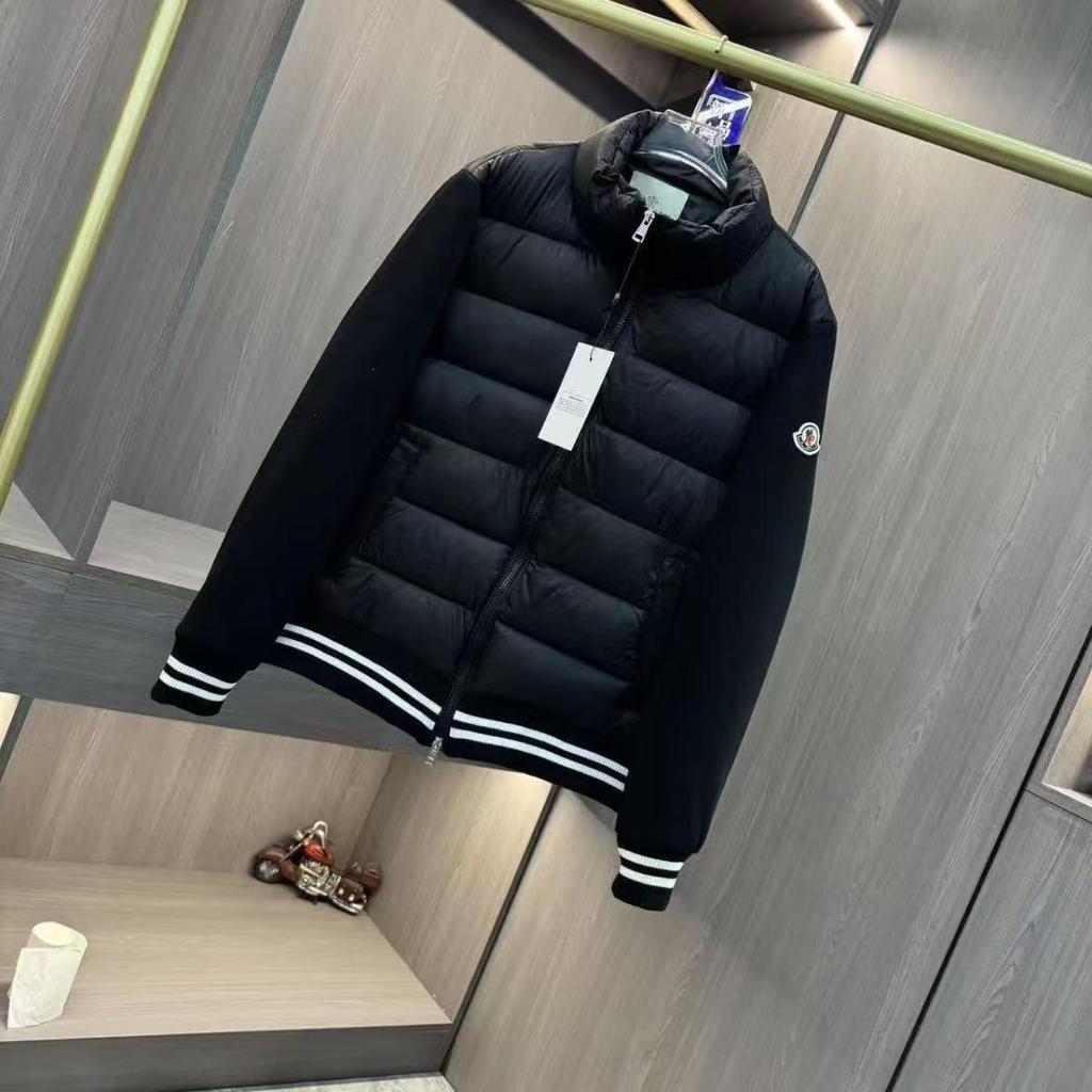 Европейский бренд M Мужская пуховая куртка с рукавами из шерстяного трикотажа - Унисекс Модное пальто с воротником-стойкой