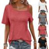 2025 European & American Women's Cross-Border Fashion: Oblique Short-Sleeved T-Shoulder Solid Color Shirt