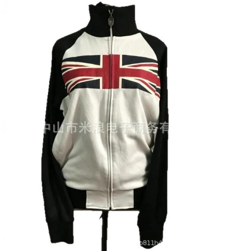 Unisex Vintage American Flag Print Raglan Hooded Zip-Up Sweatshirt Streetwear Casual Pullover