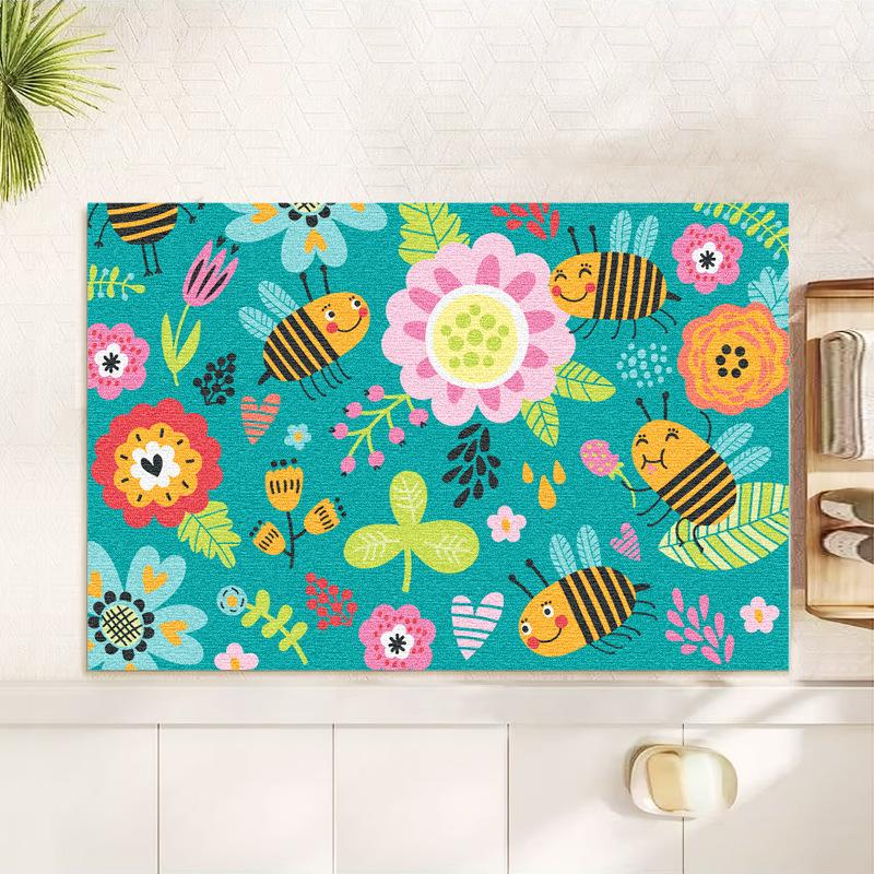 Cartoon Imitation Cashmere Bathroom Floor Mat, Entry And Exit Door Mats, Water-Absorbing Carpet For Bedroom, Home Decor