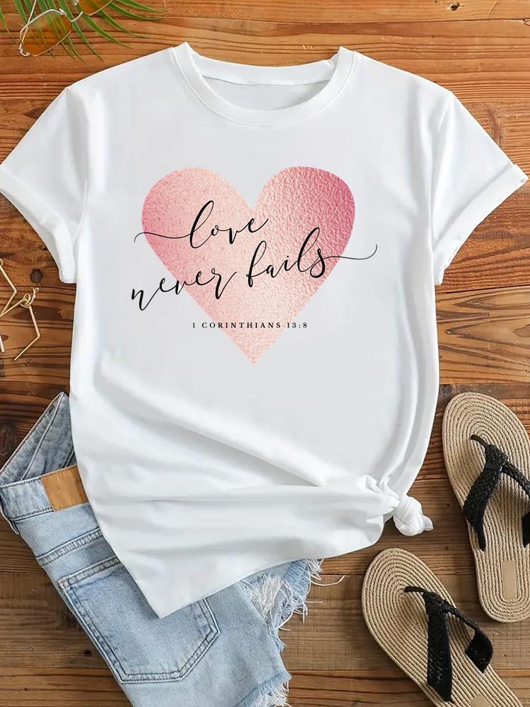 (Азиатский размер) Женская футболка с надписью Love Flower Letter Trend, милая модная одежда с коротким рукавом 90-х годов, повседневная футболка с женским принтом, женская футболка, футболки с графическим рисунком