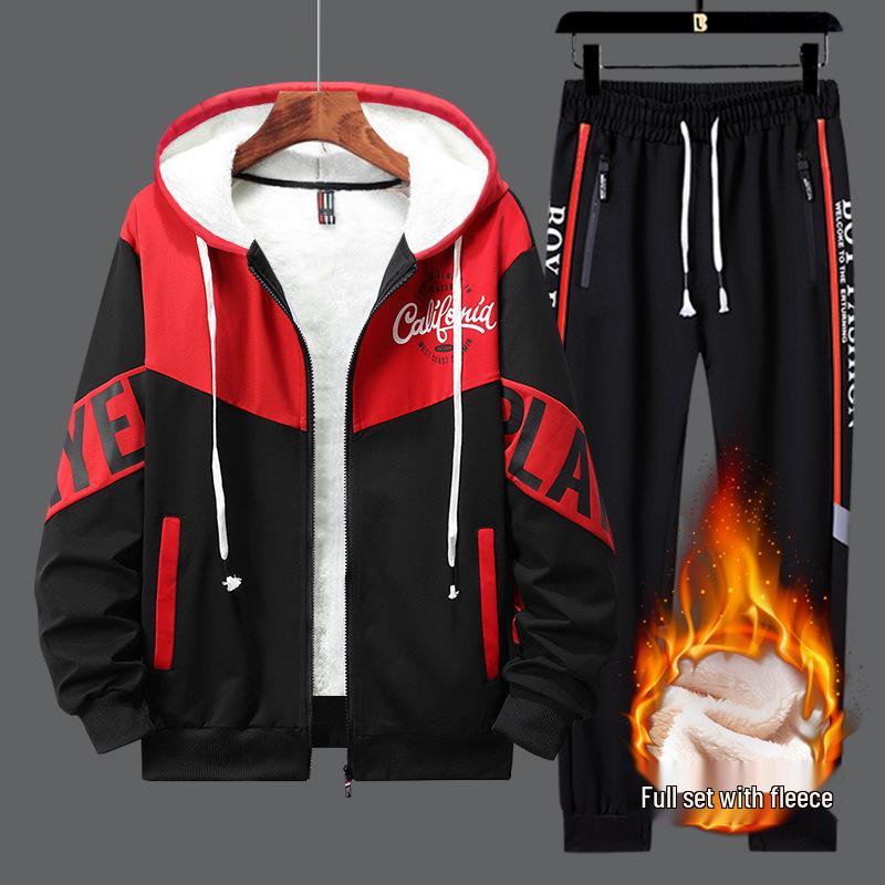 Fleece-Lined Boys' Hoodie - Thick Winter Jacket for Teenagers, Perfect for Autumn Sports and School