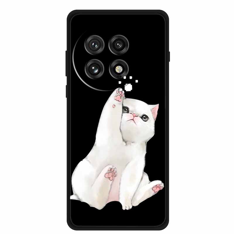Черный силиконовый чехол для OnePlus 13 5G Чехол Мультяшный кот Мягкая задняя крышка для OnePlus Ace5 5G Ace 5 Pro 13R Чехол для телефона Оболочка Coque