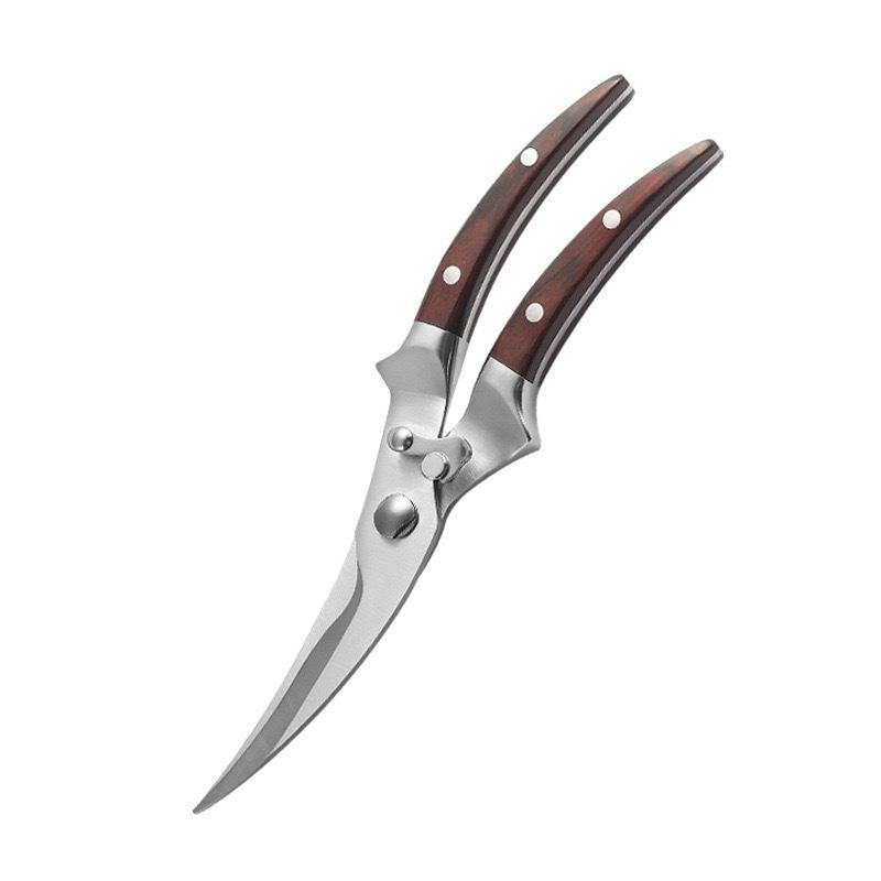 Многофункциональные кухонные ножницы из нержавеющей стали - Деревянная ручка, Идеальны для резки куриных костей и многого другого