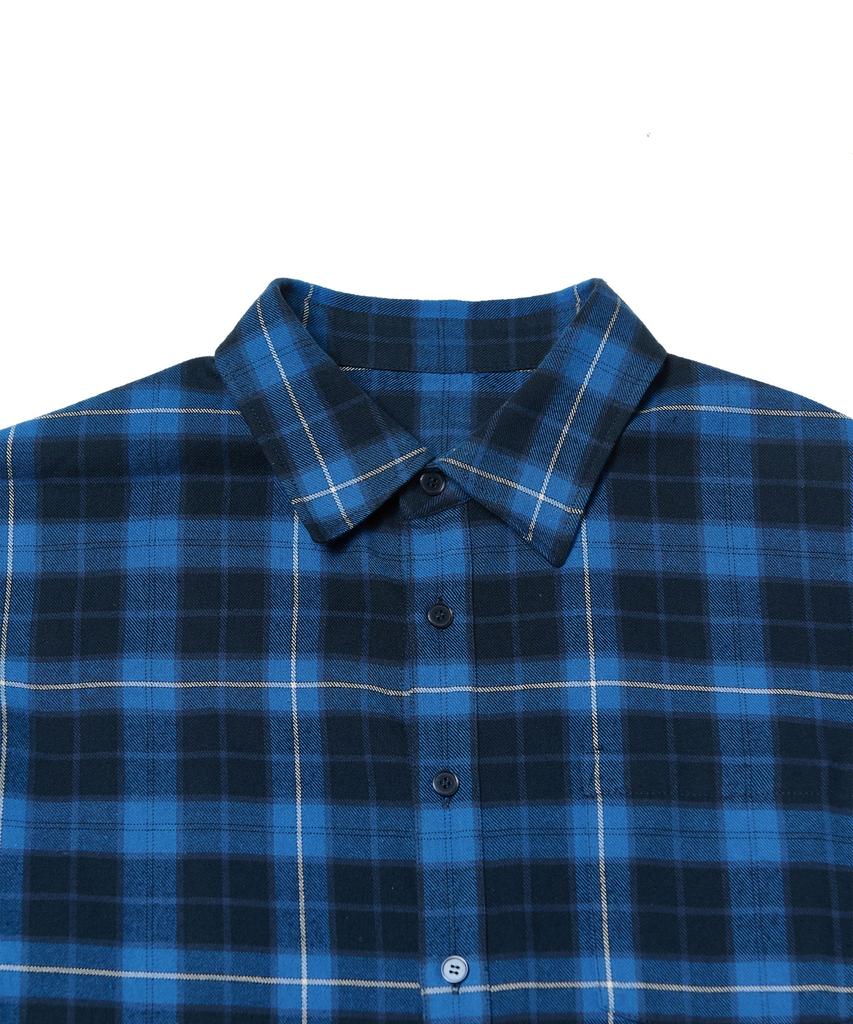 TEN PAST SEVEN Back Print Check Shirt - Blue