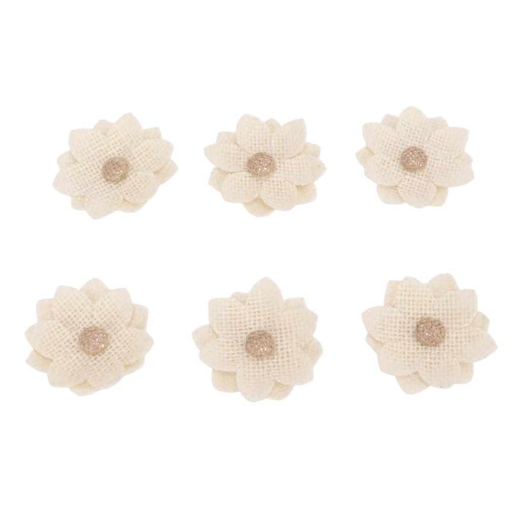 6 шт. мешковины цветы в форме лотоса европейские ретро сделай сам мешковины цветы ручной работы белые цветы из ткани