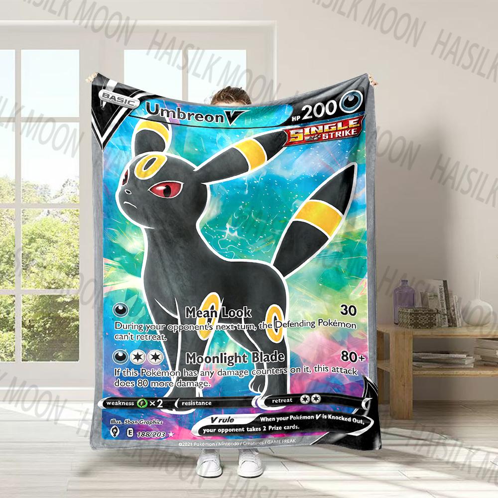 Pokémon Eevee Member Print Blanket Fluffy Plush Sofa Bed Blanket for Kids Adults Travel Camping Supplies Car Office for Gifts