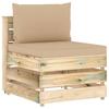 Modular Center Sofa with Cushions Green Impregnated Wood