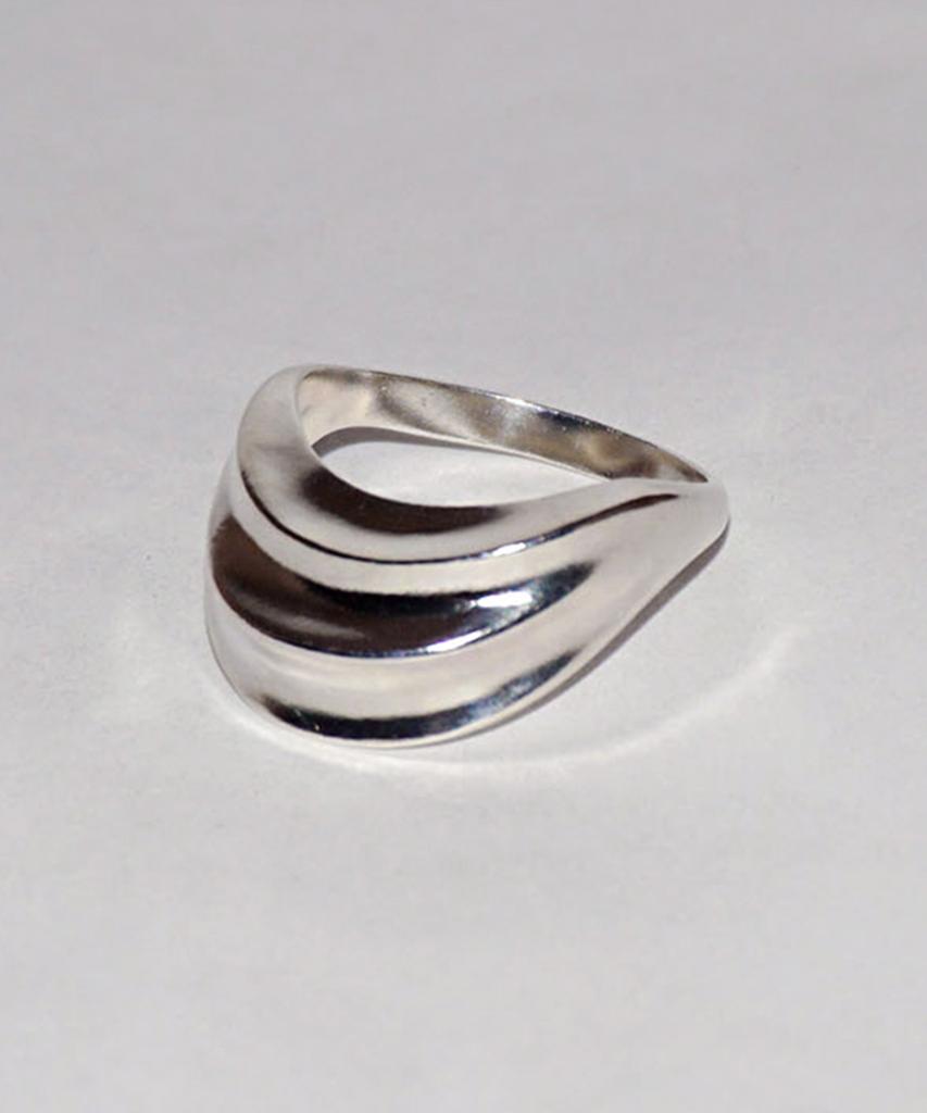 Siega House 3-Layered Fold Ring (Glossy- Silver)
