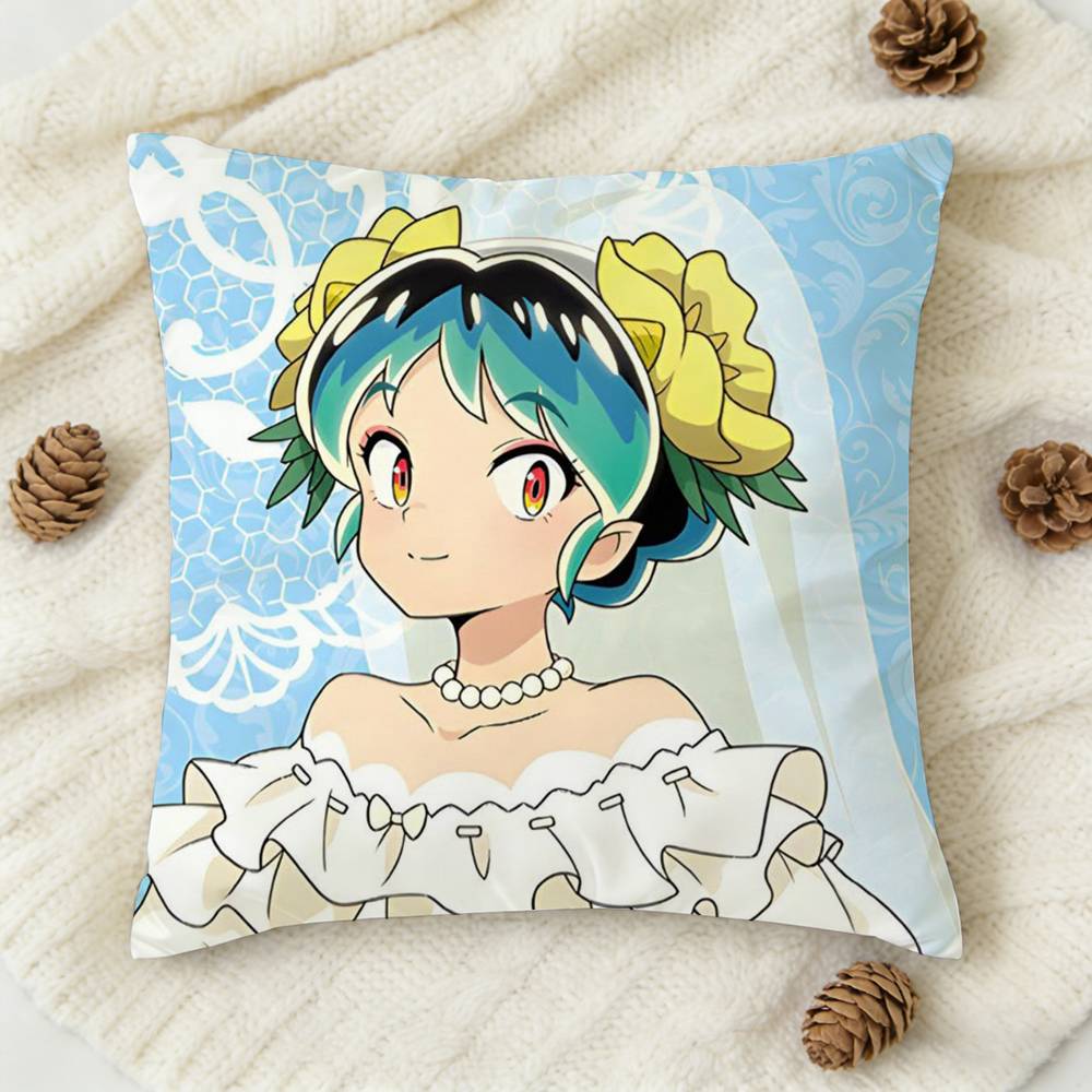 Urusei Yatsura Anime Doublesided Printed Square Decorative Cushion Cover for Sofa Living Room Home Decor
