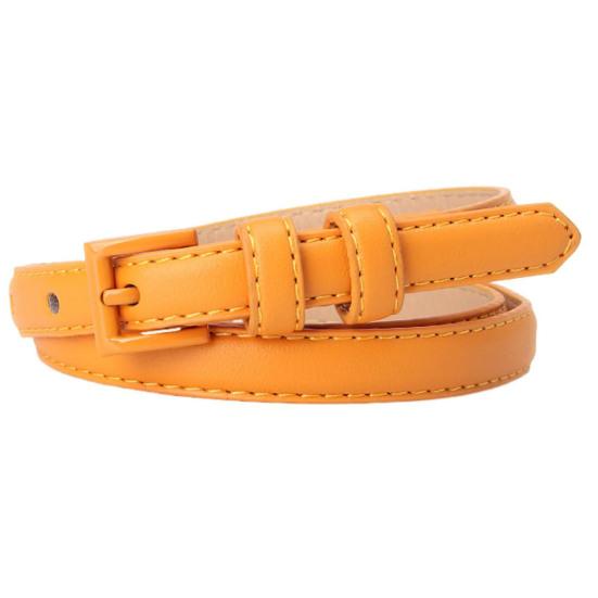 Women Thin Pants Belt Solid Color Faux Leather Waistband Adjustable Length Multi Holes Design Jeans Belt EMA