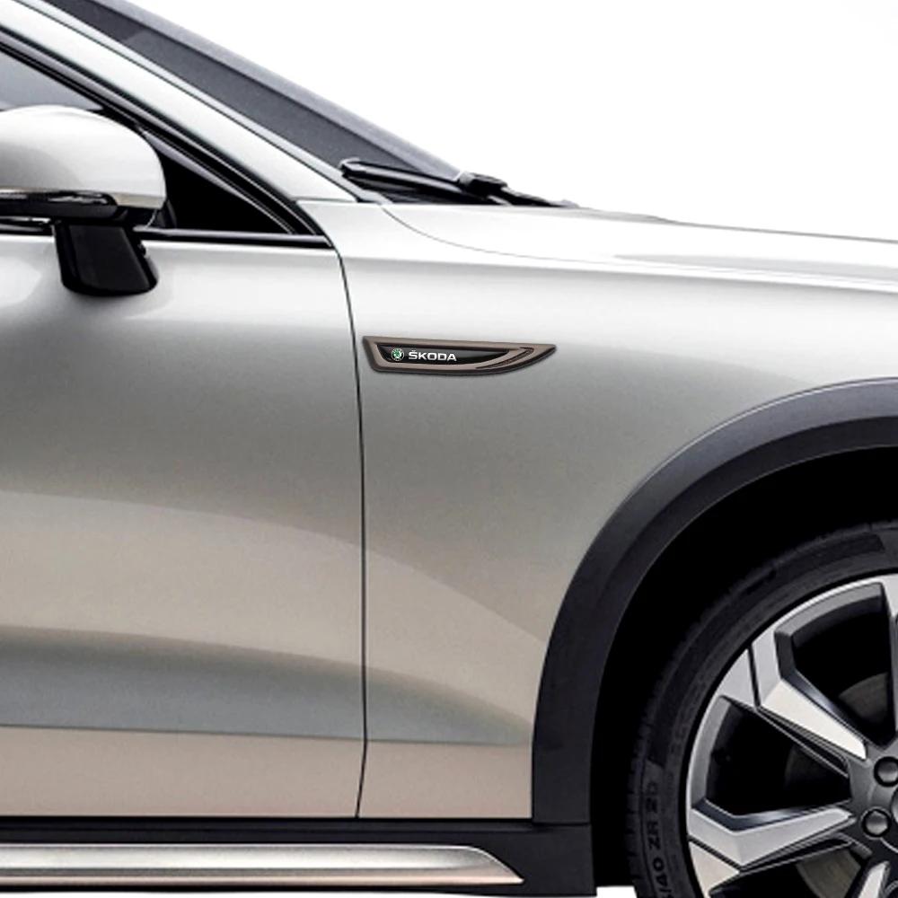 Car Sticker 2025 New 2Pcs Car Styling Metal Side Fender Knife Badge Stickers Accessories For Skoda Octavia Rapid Fabia A7 Superb