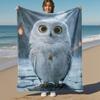 1 шт. Белая сова, зимний лес, большие глаза, уличный фланелевый плед, всесезонный, мягкое тепло, декор для дома 1031106